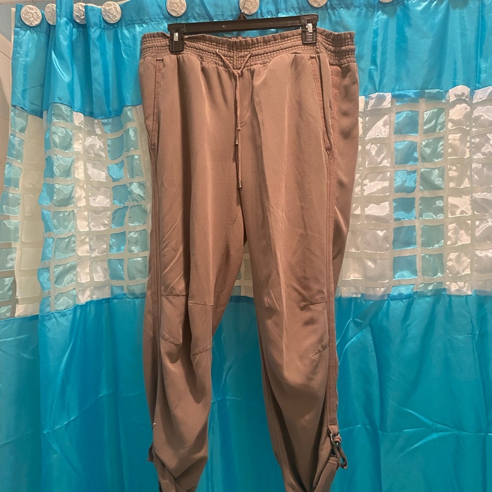 Tan Relaxed Fit pants with tuxedo stripes
